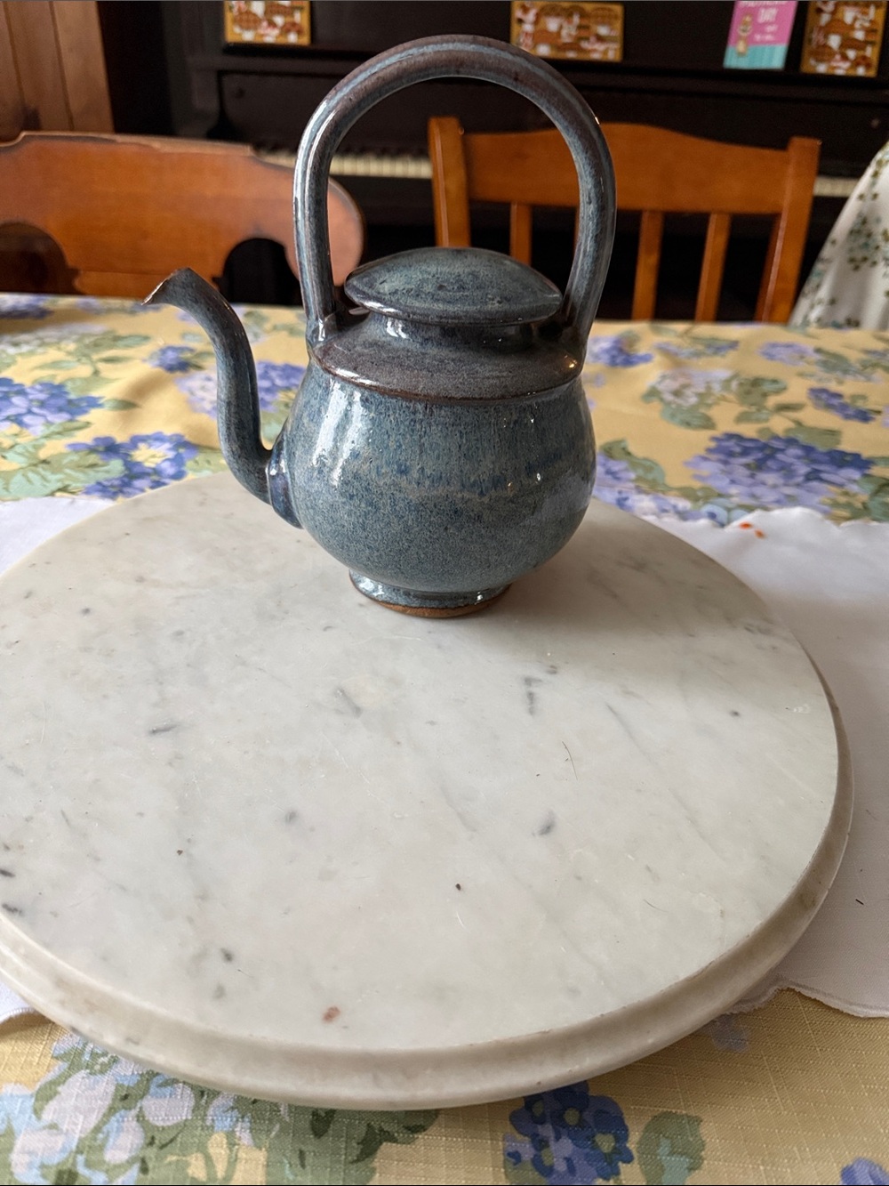 Handcrafted Blue Ceramic Teapot - Artisan Home Art
